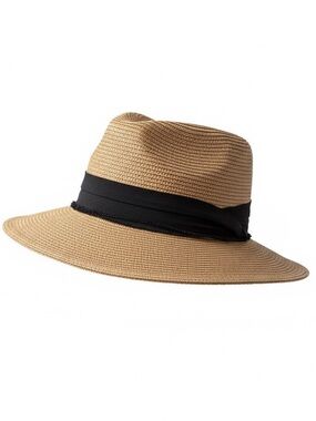 Straw Fedora Hat with Black Band
